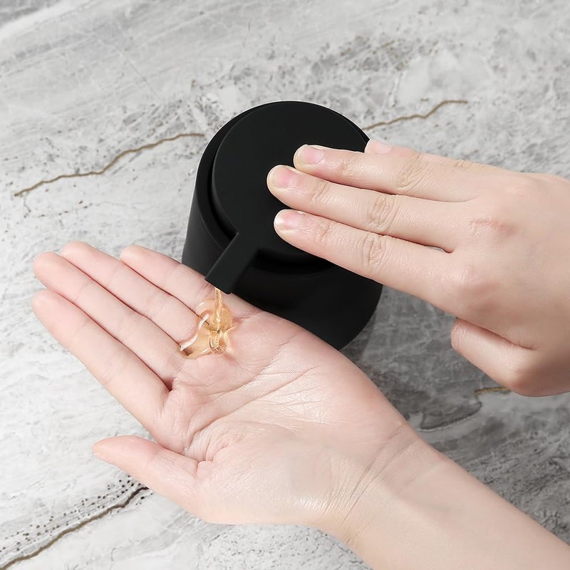 YAUKPH Matte Black Liquid Hand Soap Dispenser Plastic 11 oz - Modern Minimalist Style for Bathroom & Kitchen Countertop Refillable - Image 5