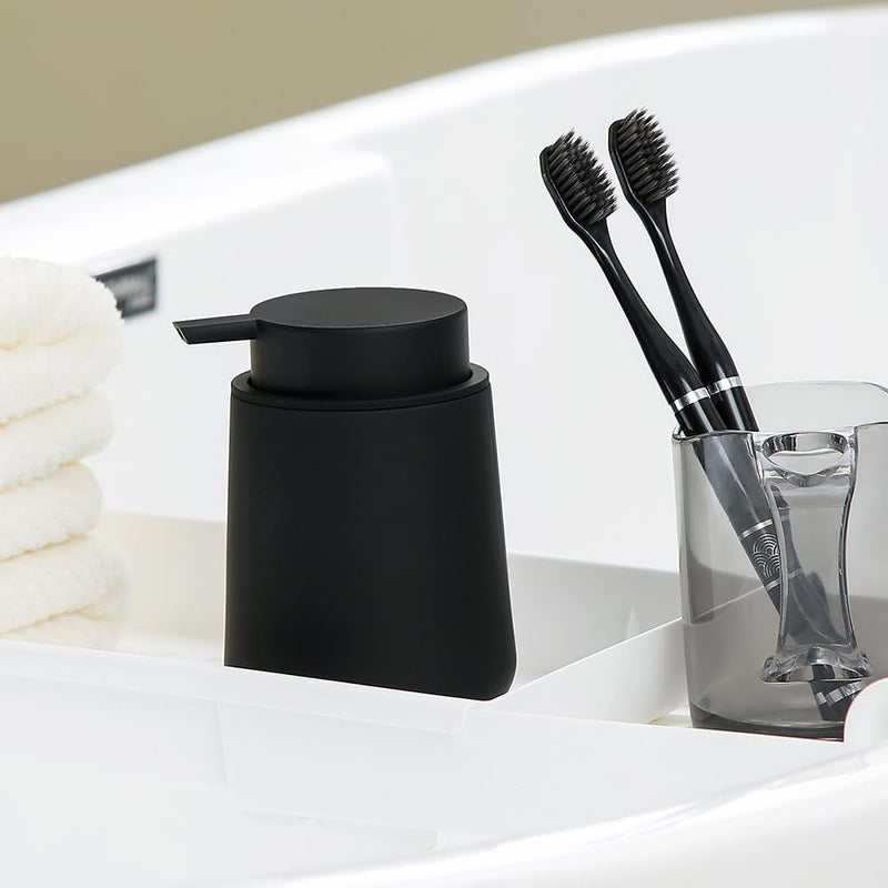 YAUKPH Matte Black Liquid Hand Soap Dispenser Plastic 11 oz - Modern Minimalist Style for Bathroom & Kitchen Countertop Refillable - Image 3