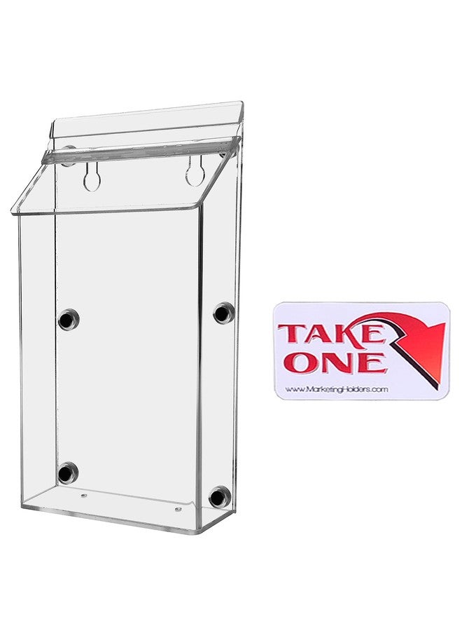 Marketing Holders Outdoor Brochure Holder with Lid Magnetic Mount Bin Holds 6" x 10" Booklets and Bifolds Real Estate Sheet Box Clear Acrylic Hangs On Smooth Metal Surfaces - Image 1