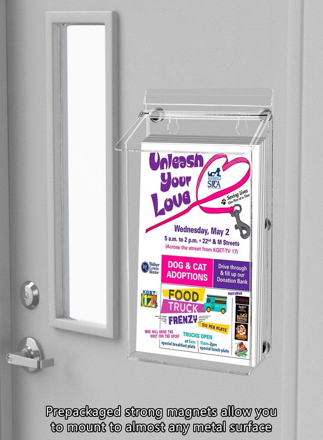 Marketing Holders Outdoor Brochure Holder with Lid Magnetic Mount Bin Holds 6" x 10" Booklets and Bifolds Real Estate Sheet Box Clear Acrylic Hangs On Smooth Metal Surfaces - Image 2