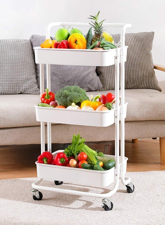 3-Tier Storage Cart with Wheels, Multi-Purpose Kitchen Organizer, Multi-Purpose Metal Organizing Cart 85 x 45 x 35 cm  - Image 1