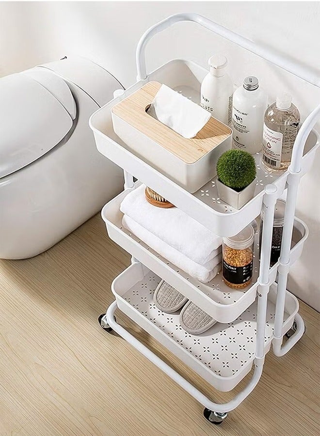 3-Tier Storage Cart with Wheels, Multi-Purpose Kitchen Organizer, Multi-Purpose Metal Organizing Cart 85 x 45 x 35 cm  - Image 3