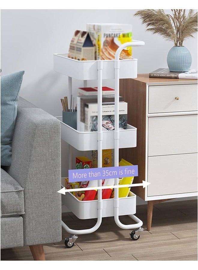 3-Tier Storage Cart with Wheels, Multi-Purpose Kitchen Organizer, Multi-Purpose Metal Organizing Cart 85 x 45 x 35 cm  - Image 5