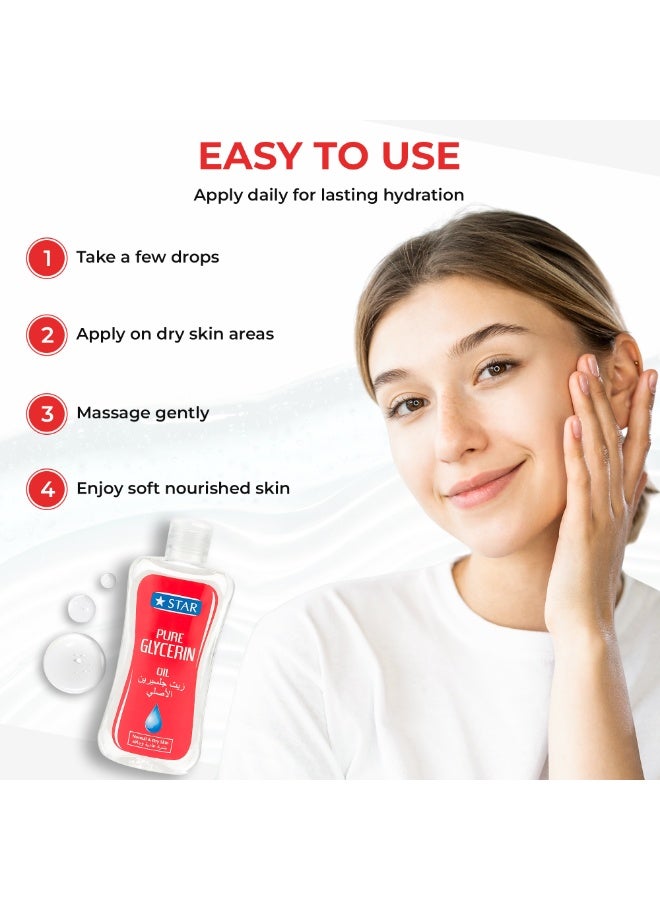 Star Pure Glycerin Oil For Normal and Dry Skin (200ml) – Original Formula For Moisturized and Hydrated Skin - Image 4