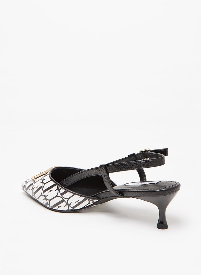 ايل حذاء نسائي بكعب رفيع وإبزيم بطبعة شعار - Image 2