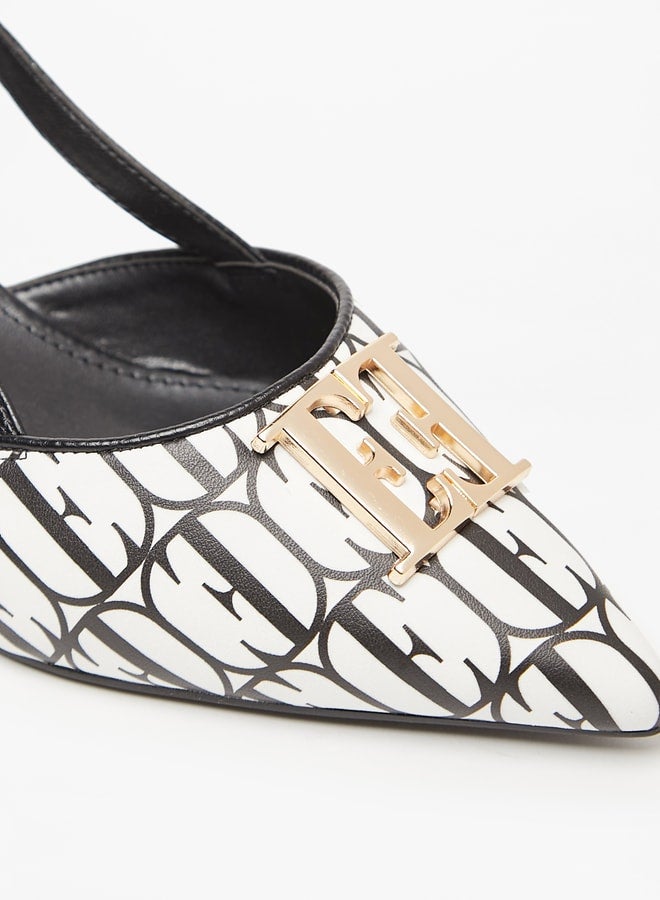 ايل حذاء نسائي بكعب رفيع وإبزيم بطبعة شعار - Image 5