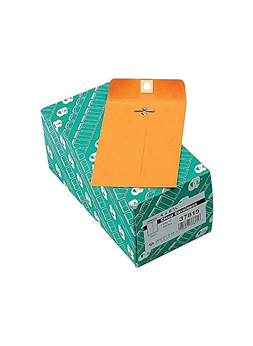 Quality Park Quality Park 4 x 6-3/8 Clasp Envelopes, Clasp and Gummed Closures for Storing or Mailing, 28 lb Kraft, 100 per Box (QUA37815)  - Image 5