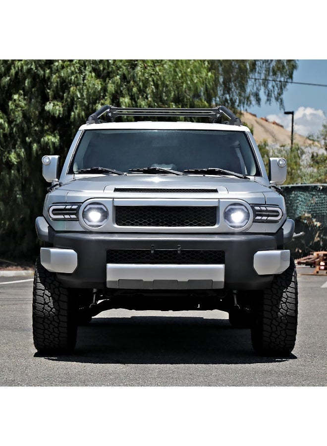 Black Projector Headlights w/LED Sequential Turn Signals and Startup Animation Compatible with 2007-2014 FJ Cruiser, Left + Right Pair Headlamp Assembly - Image 2