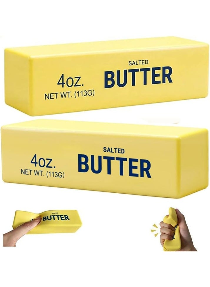 Butter Squishy Stress Relief Toy 2 Pcs – Super Soft Slow Rising Butter Stick Squishy, Sensory Fidget Squeeze Toy for Anxiety Relief, Office Desk, School, Adults & Kids