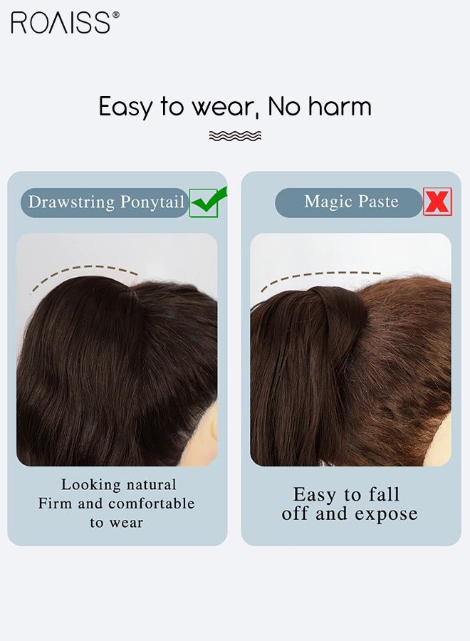 roaiss Long Wavy Drawstring Ponytail Extension for Women Synthetic Ponytail Hair Extensions Natural Soft Hair Pieces for Daily Party Use 60cm (24 inches) - Medium Brown - Image 4