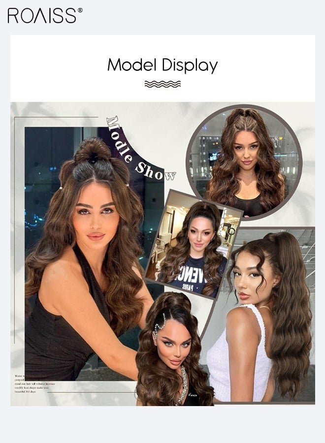 roaiss Long Wavy Drawstring Ponytail Extension for Women Synthetic Ponytail Hair Extensions Natural Soft Hair Pieces for Daily Party Use 60cm (24 inches) - Medium Brown - Image 5