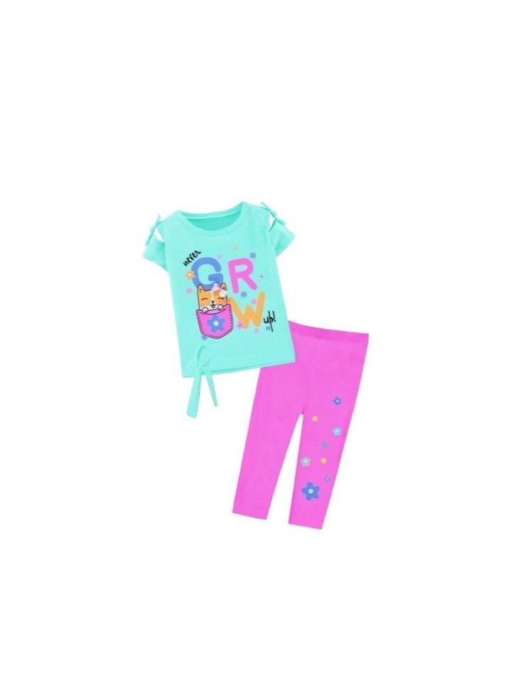 Generic - Special pajamas for girls, consisting of a blue T-shirt and pink pants - Image 1
