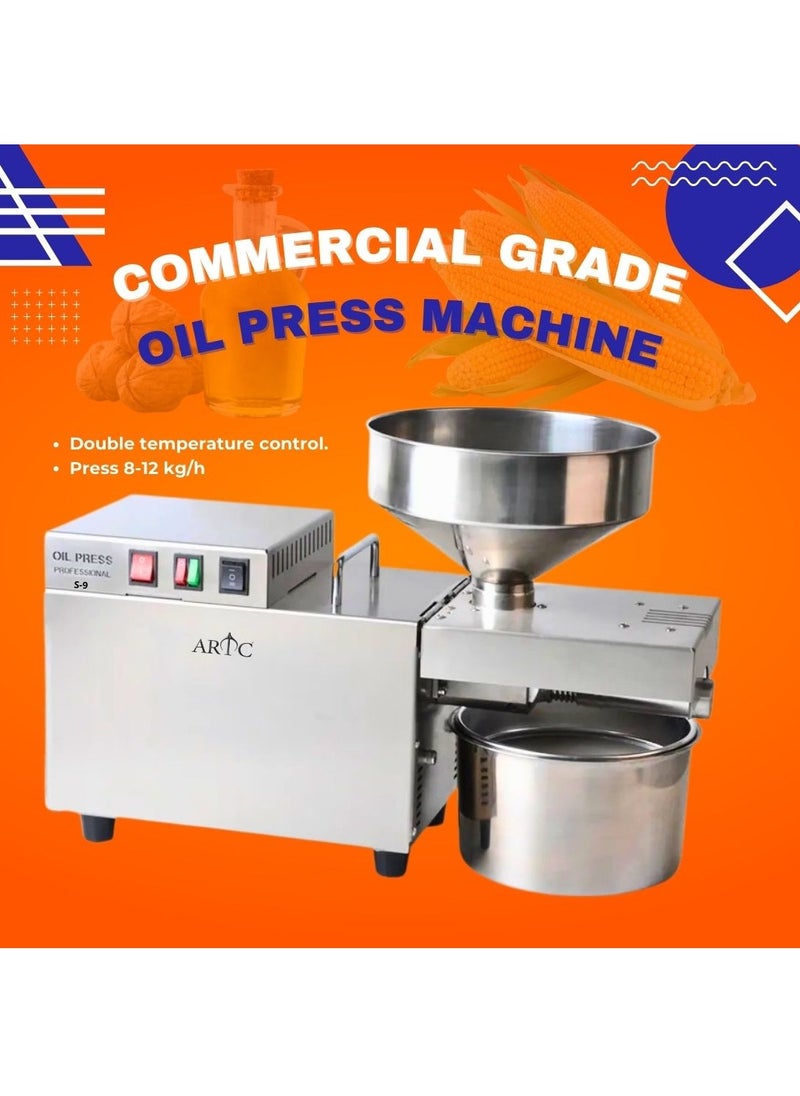 ARTC ARTC Stainless Steel And Compact Electric Oil Press Machine With Intelligent Double Temperature Control, High Efficiency Cold & Hot Oil Extractor Equipment for Commercial Use, Spice Shops, Dry Fruit Stores, Restaurants, Small Businesses & Coffee Shops, Easy-to-Operate, Oil Expeller for Seeds, Nuts, Grains & Olive, Perfect for Cold-Pressed & Hot-Pressed Oil Extraction, 1200W  - Image 5