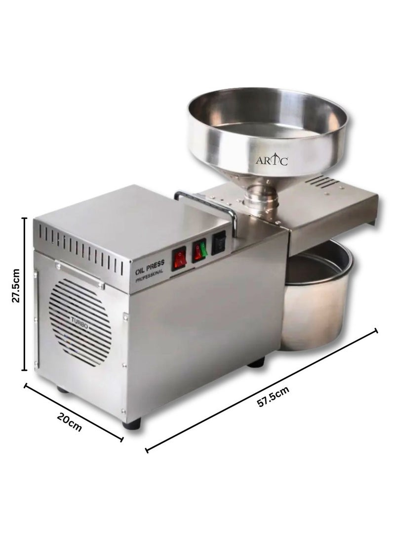 ARTC ARTC Stainless Steel And Compact Electric Oil Press Machine With Intelligent Double Temperature Control, High Efficiency Cold & Hot Oil Extractor Equipment for Commercial Use, Spice Shops, Dry Fruit Stores, Restaurants, Small Businesses & Coffee Shops, Easy-to-Operate, Oil Expeller for Seeds, Nuts, Grains & Olive, Perfect for Cold-Pressed & Hot-Pressed Oil Extraction, 1200W  - Image 2