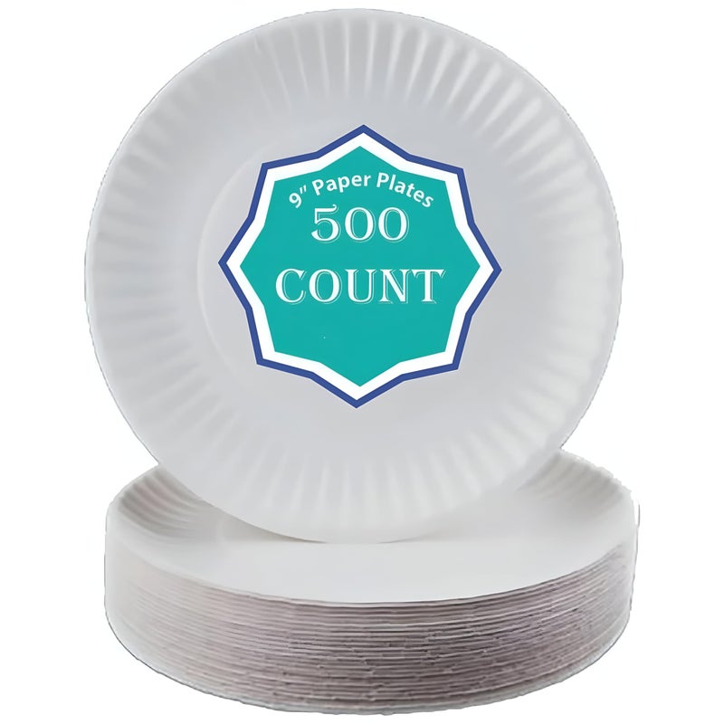 Perfect Stix Economy White Paper Plate 9 Paper Uncoated Plate 9inches500 Count Paper Plates Medium - Image 3