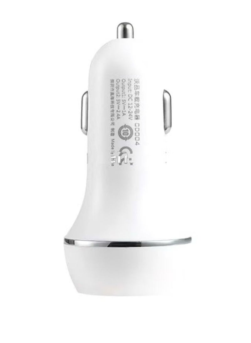 وبو شاحن سيارة بمنفذ USB مزدوج طراز CD-004 أبيض - Image 1
