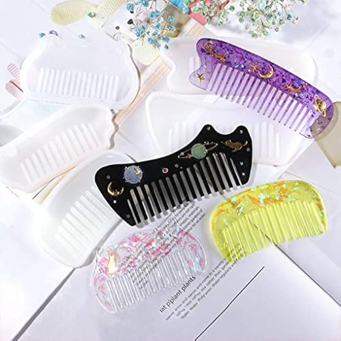 STRBOXONG 8PCS COMB RESIN MOLDS, , COMB SILICONE UV CASTING MOULDS, DIY CASTING MOULDS FOR JEWELRY CRAFT MAKING HANDMADE - Image 4