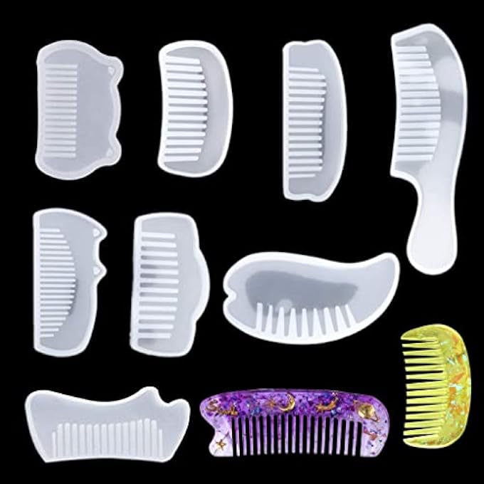 STRBOXONG 8PCS COMB RESIN MOLDS, , COMB SILICONE UV CASTING MOULDS, DIY CASTING MOULDS FOR JEWELRY CRAFT MAKING HANDMADE - Image 1