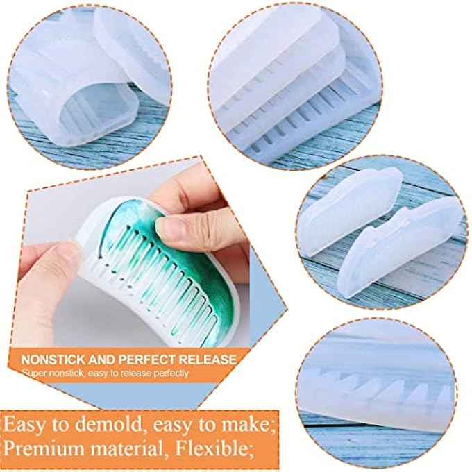 STRBOXONG 8PCS COMB RESIN MOLDS, , COMB SILICONE UV CASTING MOULDS, DIY CASTING MOULDS FOR JEWELRY CRAFT MAKING HANDMADE - Image 5