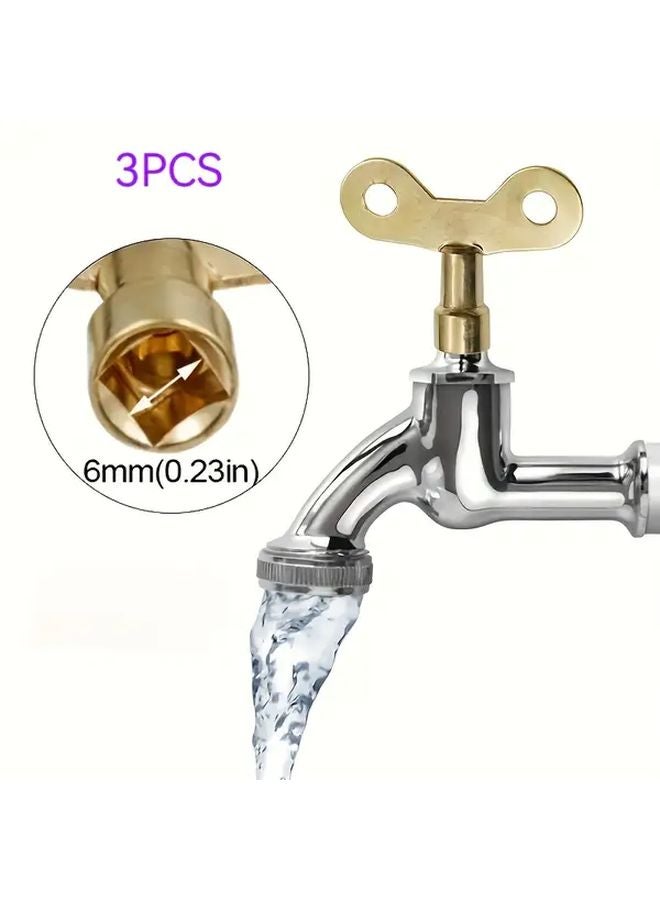 3 Piece Heavy Duty Outdoor Faucet Key Handle With Lock 304 Stainless Steel Anti Theft Security Tap - Image 1
