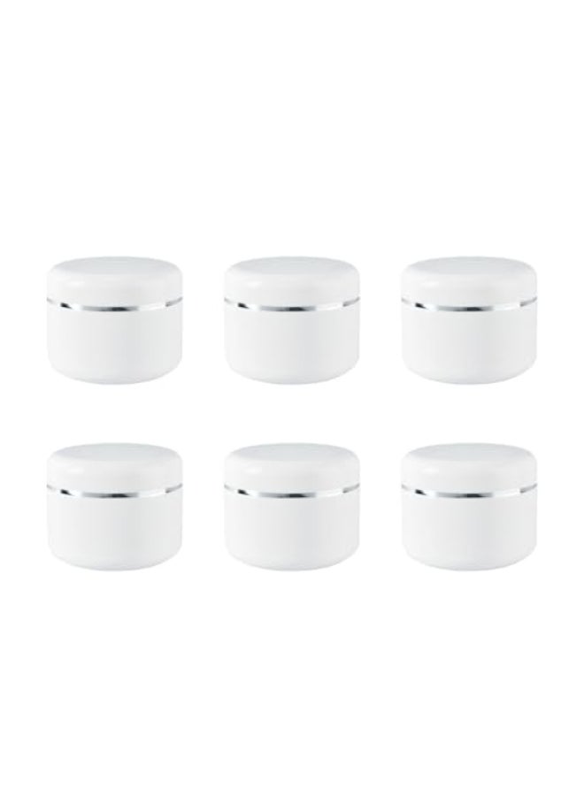 ericotry 20ml 067oz White Silver Edge Empty Refillable Cosmetic Plastic Jars with Dome Lid Make Up Face Cream Lip Balm Lotion Storage Container Travel Case Bottle Pot Pack of 6 20ml067oz - Image 1