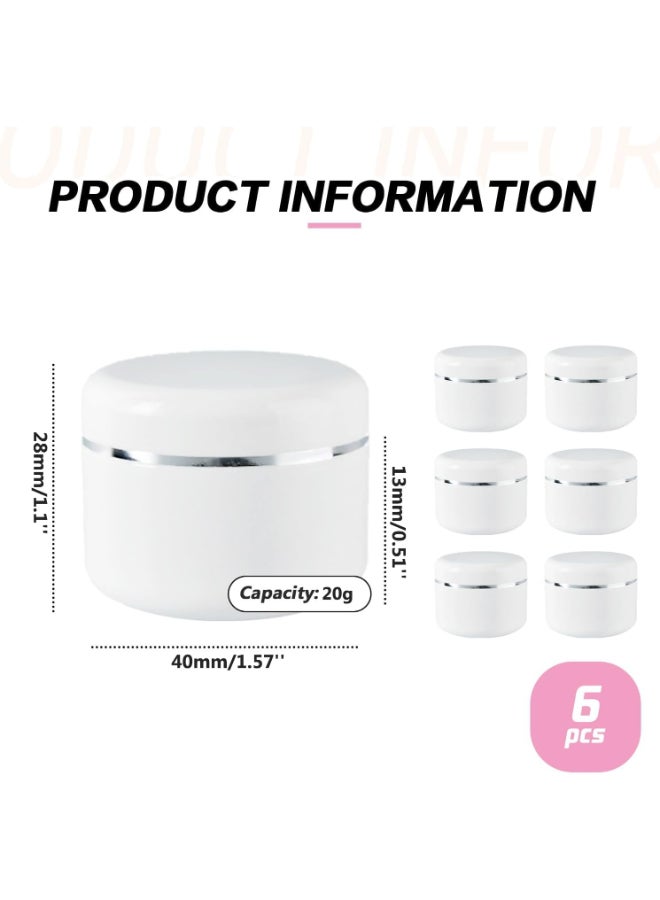 ericotry 20ml 067oz White Silver Edge Empty Refillable Cosmetic Plastic Jars with Dome Lid Make Up Face Cream Lip Balm Lotion Storage Container Travel Case Bottle Pot Pack of 6 20ml067oz - Image 4