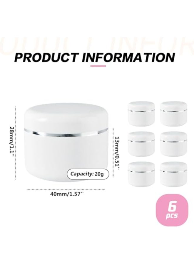 ericotry 20ml 067oz White Silver Edge Empty Refillable Cosmetic Plastic Jars with Dome Lid Make Up Face Cream Lip Balm Lotion Storage Container Travel Case Bottle Pot Pack of 6 20ml067oz - Image 3
