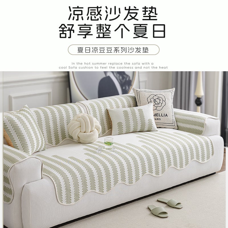 High-End Sofa Cushion Summer Cool Ice Silk Straight Row Special-Shaped Leather Sofa Anti-Slip Cover Cloth - Image 2