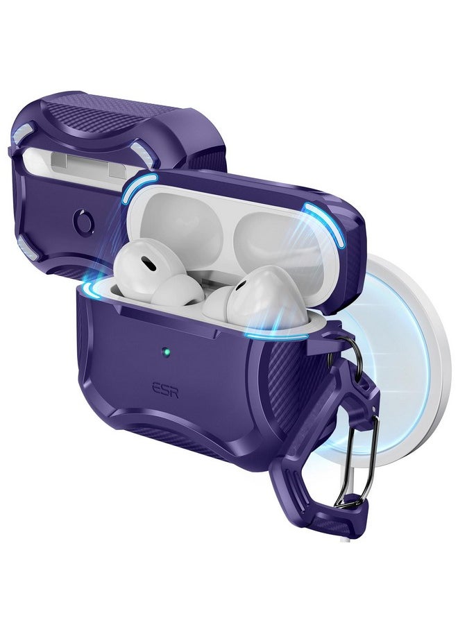 اي اس ار حافظة ESR لسماعات AirPods Pro 2، متوافقة مع MagSafe، شحن لاسلكي HaLolock، حماية قوية من السقوط، TPU، غطاء مغناطيسي متين لسماعات AirPods Pro الجيل الأول/الثاني (2023/2022/2019)، أرجواني  - Image 1