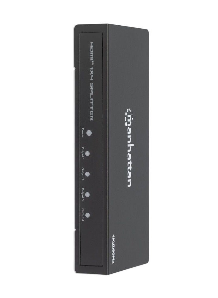 Manhattan 4-Port HDMI Splitter 4K@60Hz AC Powered full 3D video Deep Color and High Dynamic Range HDR - Black - Image 1