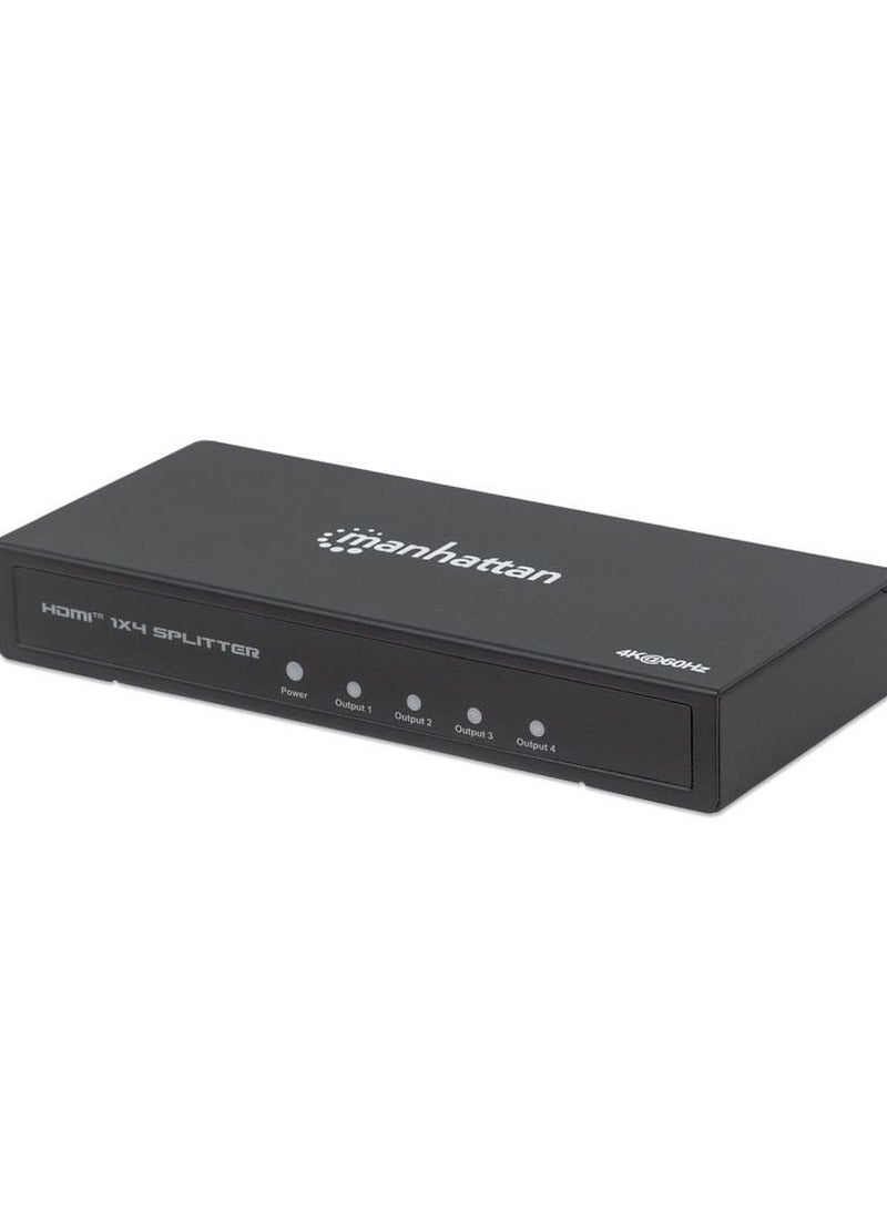 Manhattan 4-Port HDMI Splitter 4K@60Hz AC Powered full 3D video Deep Color and High Dynamic Range HDR - Black - Image 2