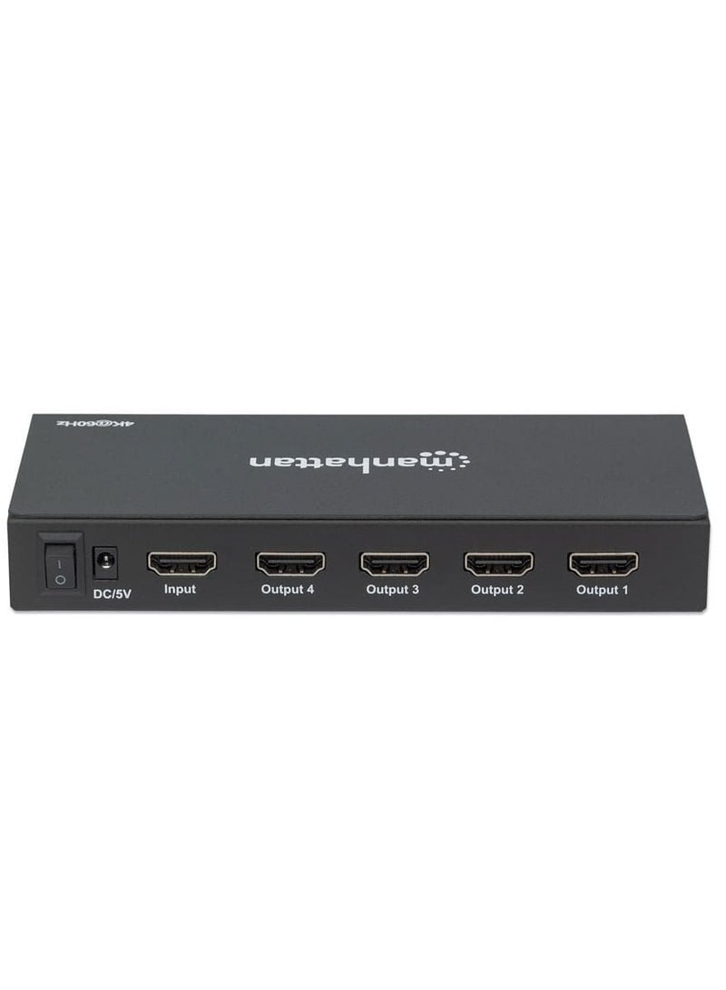 Manhattan 4-Port HDMI Splitter 4K@60Hz AC Powered full 3D video Deep Color and High Dynamic Range HDR - Black - Image 3