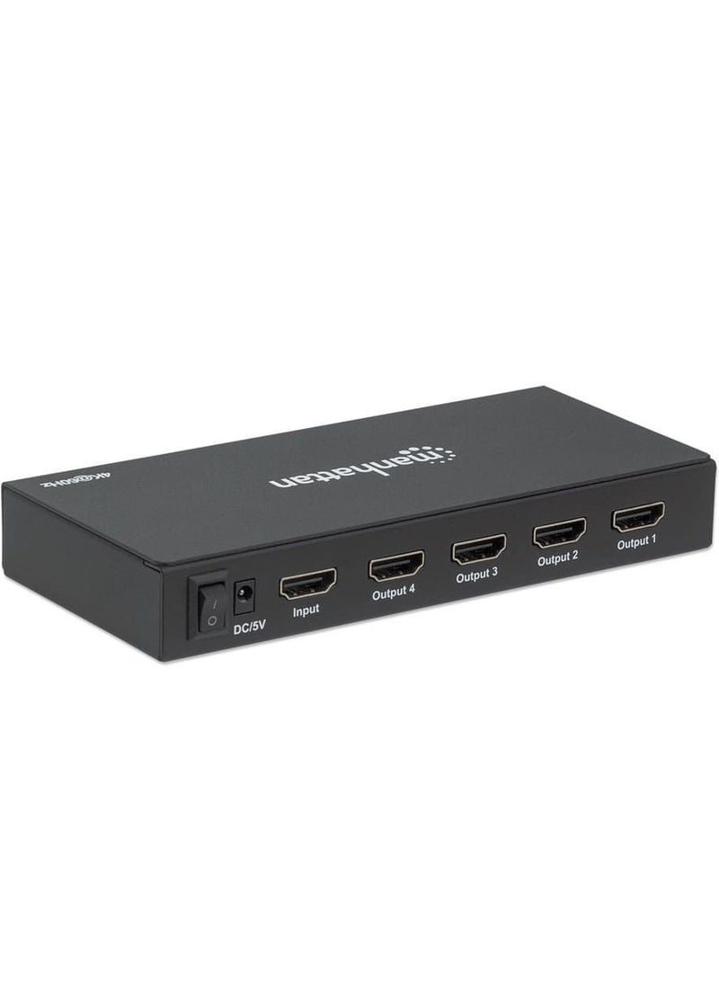 Manhattan 4-Port HDMI Splitter 4K@60Hz AC Powered full 3D video Deep Color and High Dynamic Range HDR - Black - Image 4