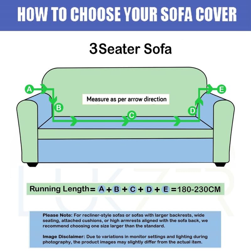 Lukzer Universal 3 Seater Jacquard Sofa Cover with 2 Cushion Cover Soft Touching Flexible Stretch Slipcover Pastel Green Abstract DesignSC16703180230cm 220 GSM - Image 2
