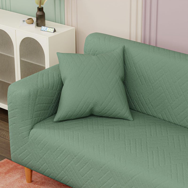 Lukzer Universal 3 Seater Jacquard Sofa Cover with 2 Cushion Cover Soft Touching Flexible Stretch Slipcover Pastel Green Abstract DesignSC16703180230cm 220 GSM - Image 5
