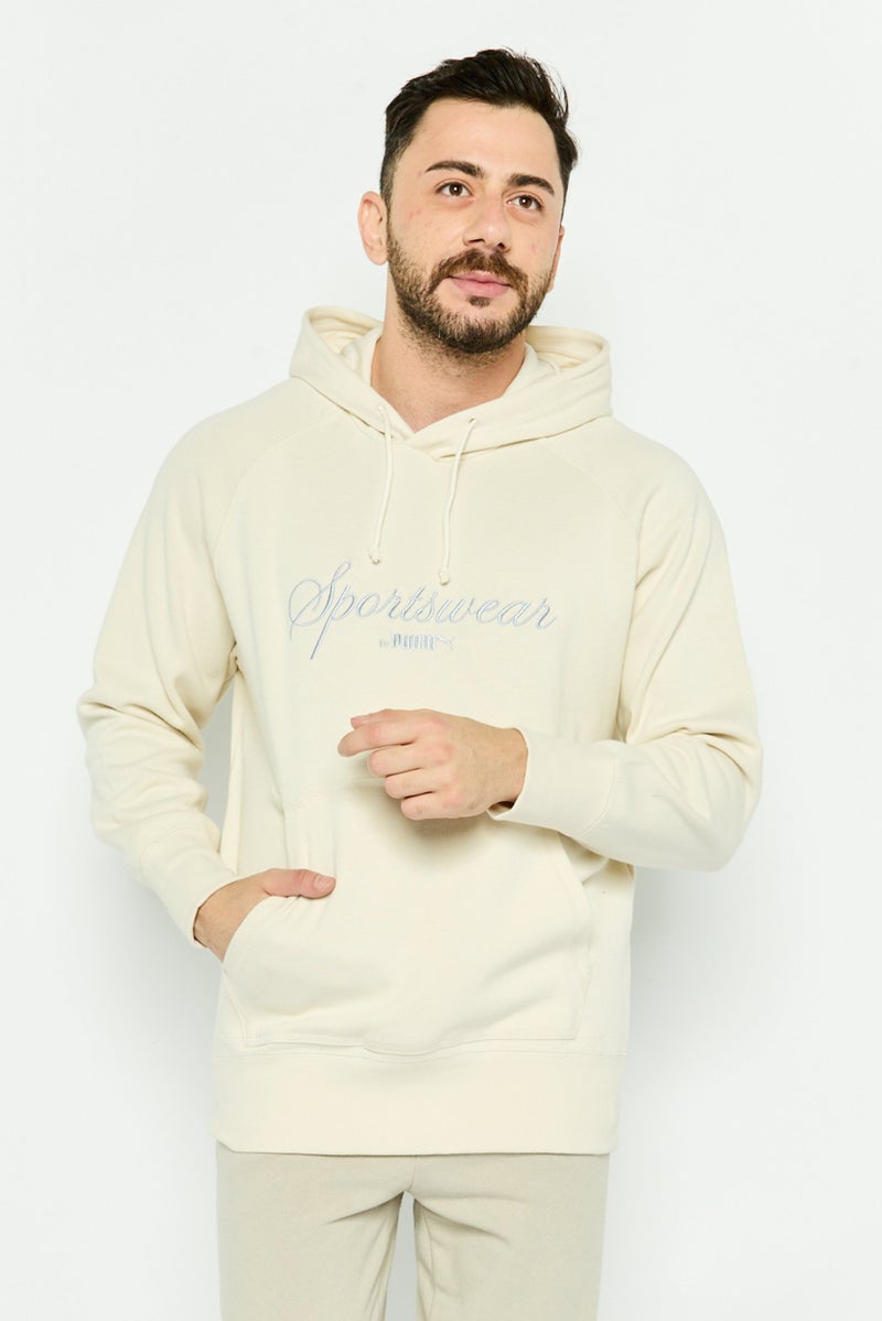 PUMA Men Relaxed Fit Long Sleeve Training Sweatshirt, Beige - Image 1