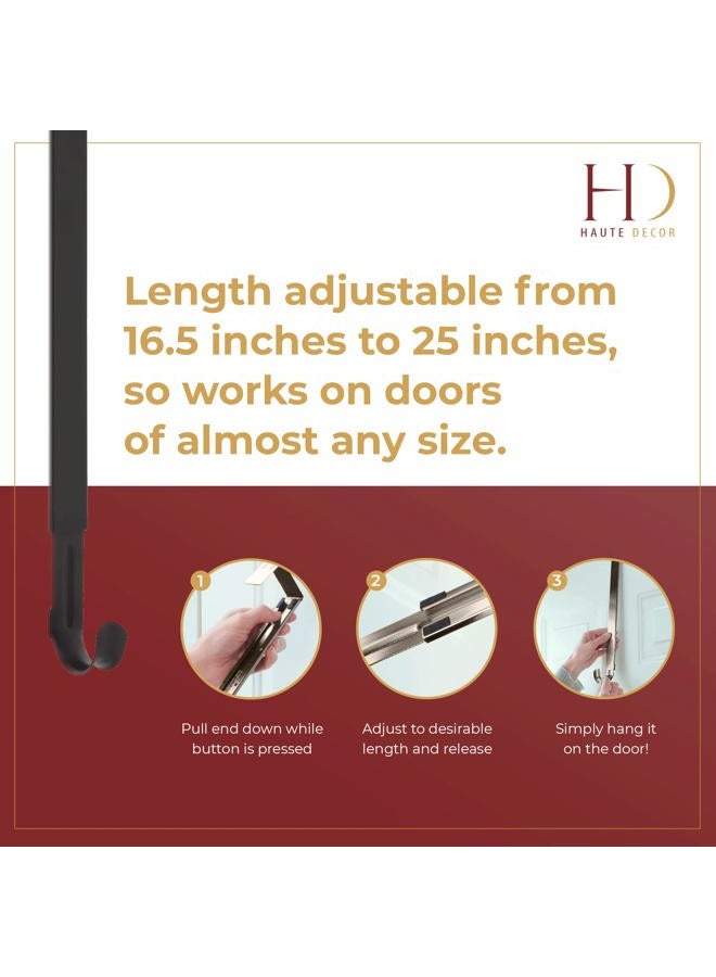 HAUTE DECOR Adapt Adjustable Length Wreath Hanger - Matte Black Metal - Holds up to 20 lbs. - Over The Door Wreath Hanger for Year-Round Indoor and Outdoor Use - Image 3