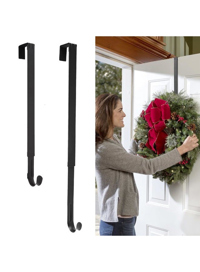 HAUTE DECOR Adapt Adjustable Length Wreath Hanger - Matte Black Metal - Holds up to 20 lbs. - Over The Door Wreath Hanger for Year-Round Indoor and Outdoor Use - Image 1