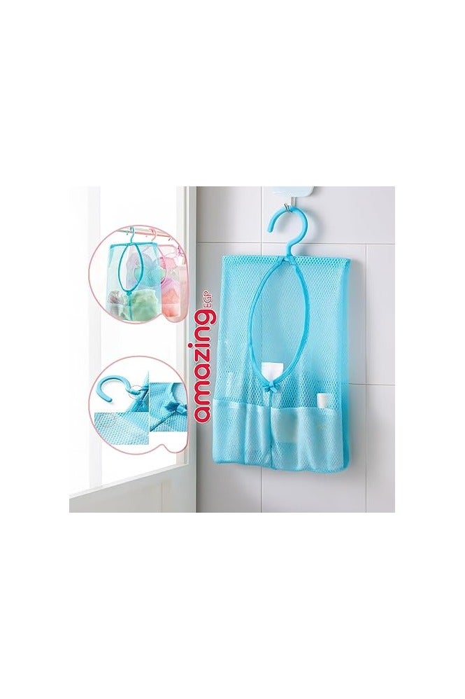 amazing.EGP Hanging Mesh Storage Bag, 26 x 30 cm, Rotating Hook, Multi-Purpose Organizer for Bathroom and Laundry, Blue (BLUE) - Image 2