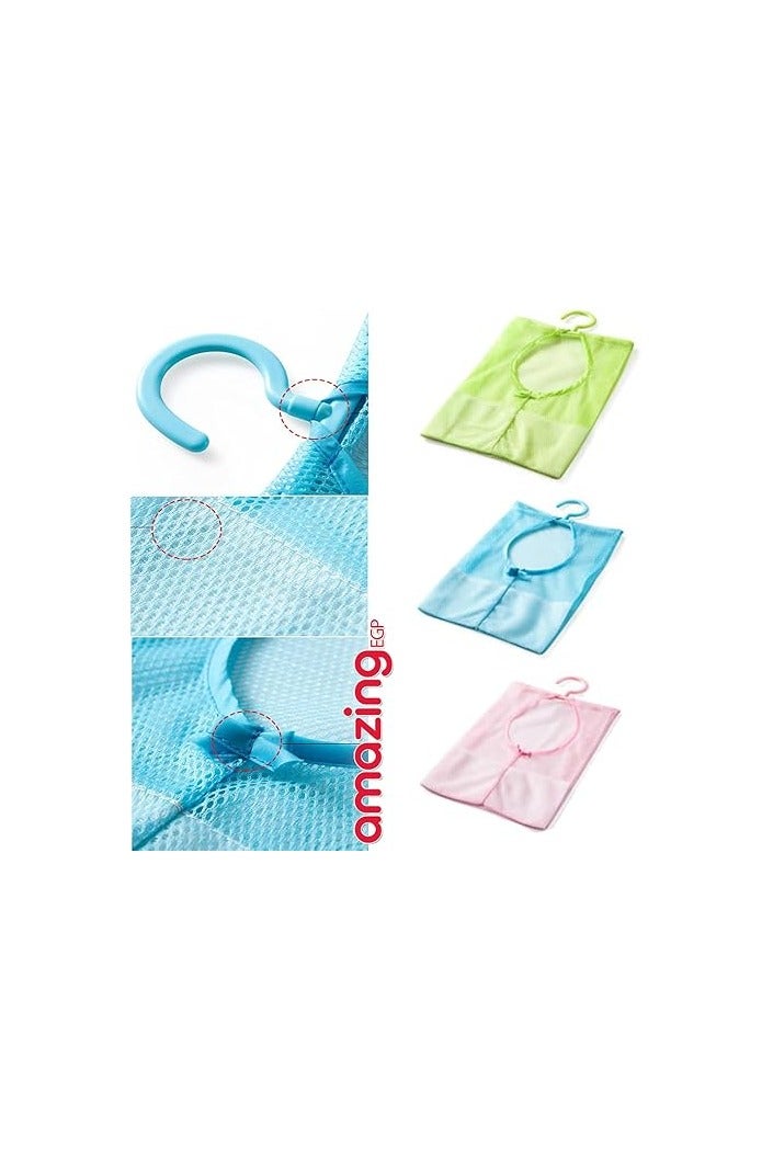 amazing.EGP Hanging Mesh Storage Bag, 26 x 30 cm, Rotating Hook, Multi-Purpose Organizer for Bathroom and Laundry, Blue (BLUE) - Image 4