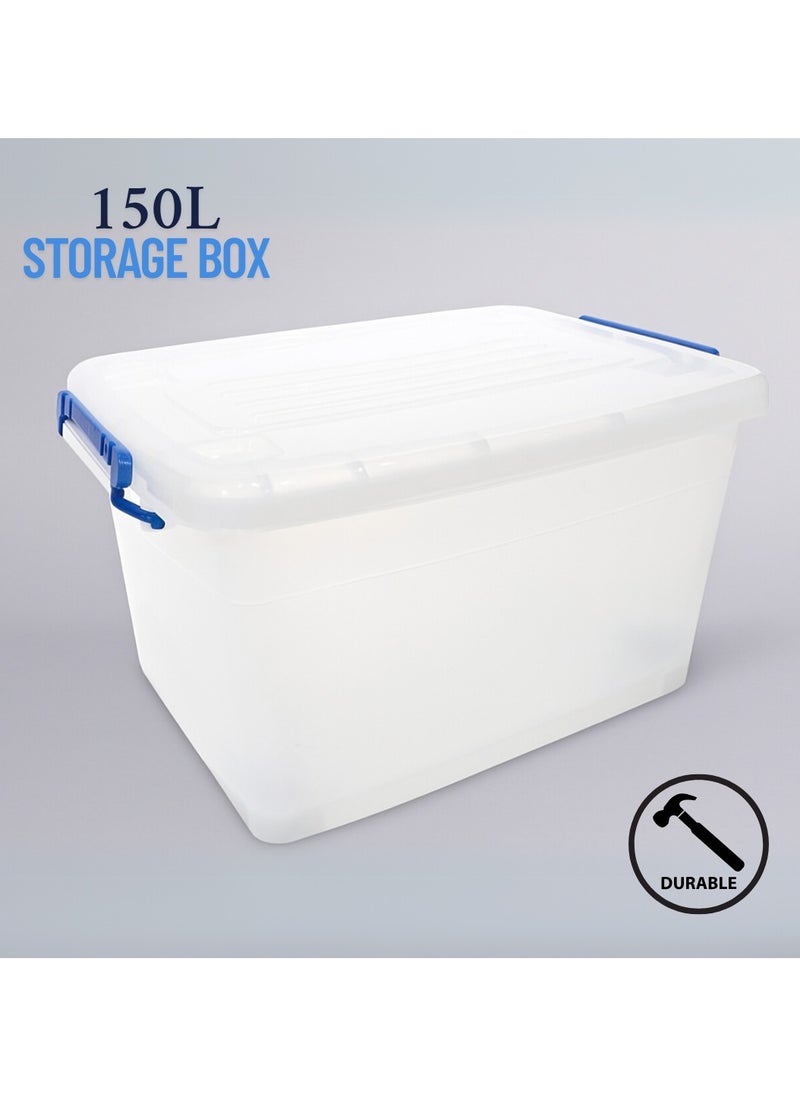 Marcolo Plastic Storage Box Large 150L with Locking Lid – Heavy-Duty & Weatherproof Bin for Home, Garden, Warehouse  - Image 3
