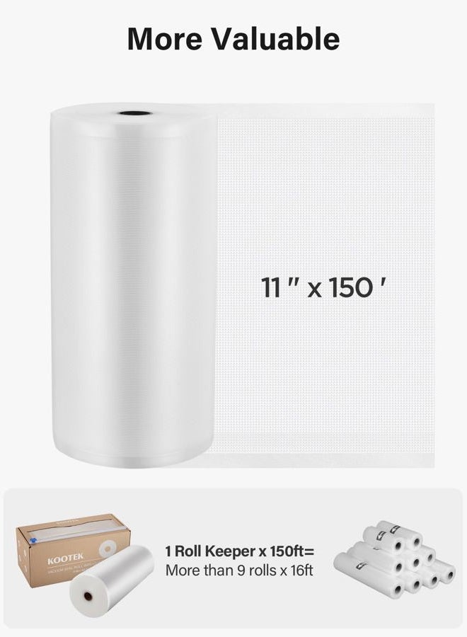 Kootek 11" x 150' Vacuum Sealer Roll Keeper with Cutter Dispenser, Commercial Grade Food Vacuum Seal Bag Rolls, Great for Storage, Meal prep and Sous Vide - Image 4