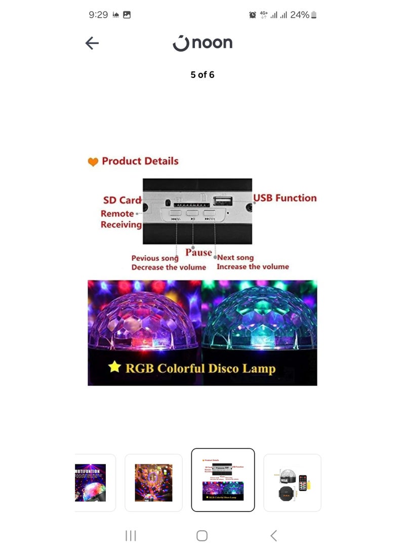 NEEHOON LED Disco Ball Party Lights Multicolour - Image 5