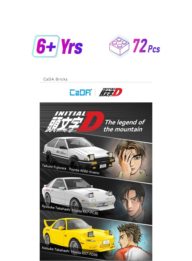 CaDA CaDA Toy Building Blocks White Toyota AE86 Trueno Car Officially licensed C55018W 72pcs for +8 Years old - Image 1