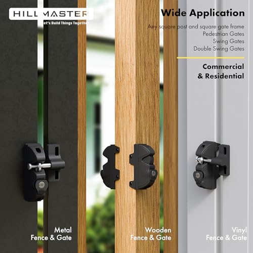 HILLMASTER Key Lockable 2 Way Gate Latch,Key Operates on Both Sides of Gate,2 Sided Gate Fence Lock for Outdoor Gates,Locking Gate Door Lock Fence Latch Gate Hardware for Metal,Wood,Vinyl Fence,Black Finish - Image 4