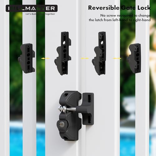 HILLMASTER Key Lockable 2 Way Gate Latch,Key Operates on Both Sides of Gate,2 Sided Gate Fence Lock for Outdoor Gates,Locking Gate Door Lock Fence Latch Gate Hardware for Metal,Wood,Vinyl Fence,Black Finish - Image 5