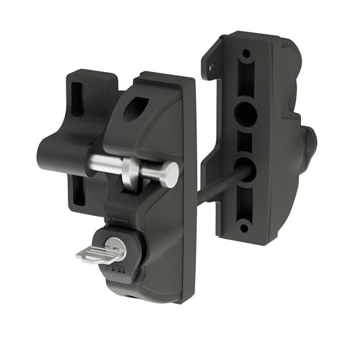 HILLMASTER Key Lockable 2 Way Gate Latch,Key Operates on Both Sides of Gate,2 Sided Gate Fence Lock for Outdoor Gates,Locking Gate Door Lock Fence Latch Gate Hardware for Metal,Wood,Vinyl Fence,Black Finish - Image 1