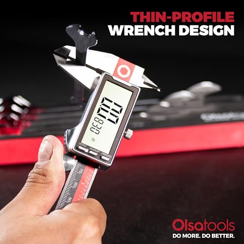 Olsa Tools 5-Piece SAE Slim Profile Wrench Set - Dual Open End Flat Spanner Kit - Thin Compact Wrenches for Mechanics - Durable Steel Tool Set - Part 1254 - Image 5
