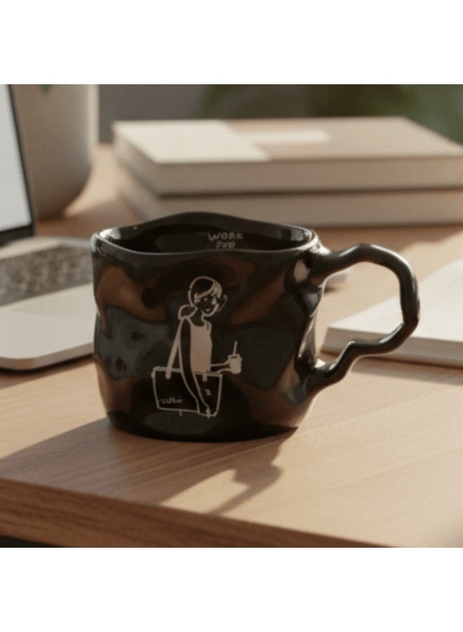 AKDC Fun Theme Ceramic Mug 400 ml Black Color Mug with Work on Friday Printed Design for Office and Casual Gifting - Image 2