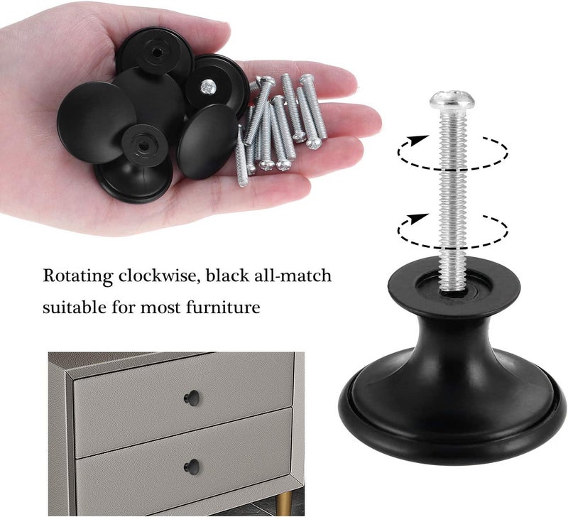 abcGoodefg 12 Pcs Vintage Antique Black Knobs Handle Pulls 30mm Brass Round Knobs for Cabinet Drawer Kitchen Bathroom Cupboard Home Office Furniture (Black) - Image 5